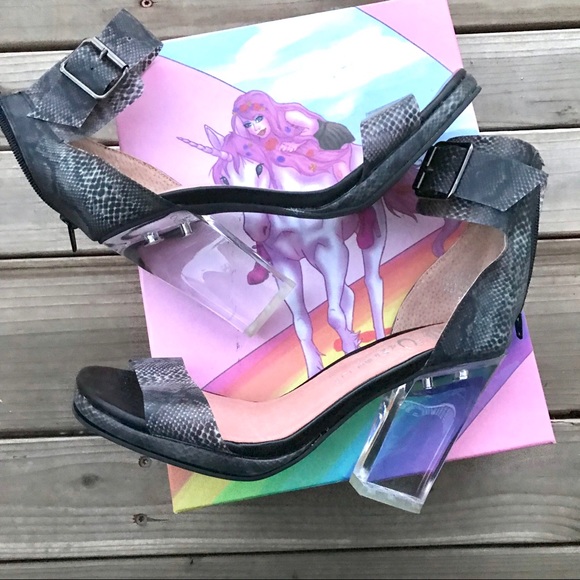 Jeffrey Campbell “Soirée” Snake Print Sandal - Picture 2 of 5